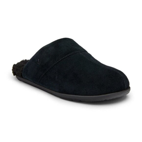 Vionic‎ Men’s Alfons Faux Fur Lined Black Suede Slipper Size 8 New - Picture 1 of 7